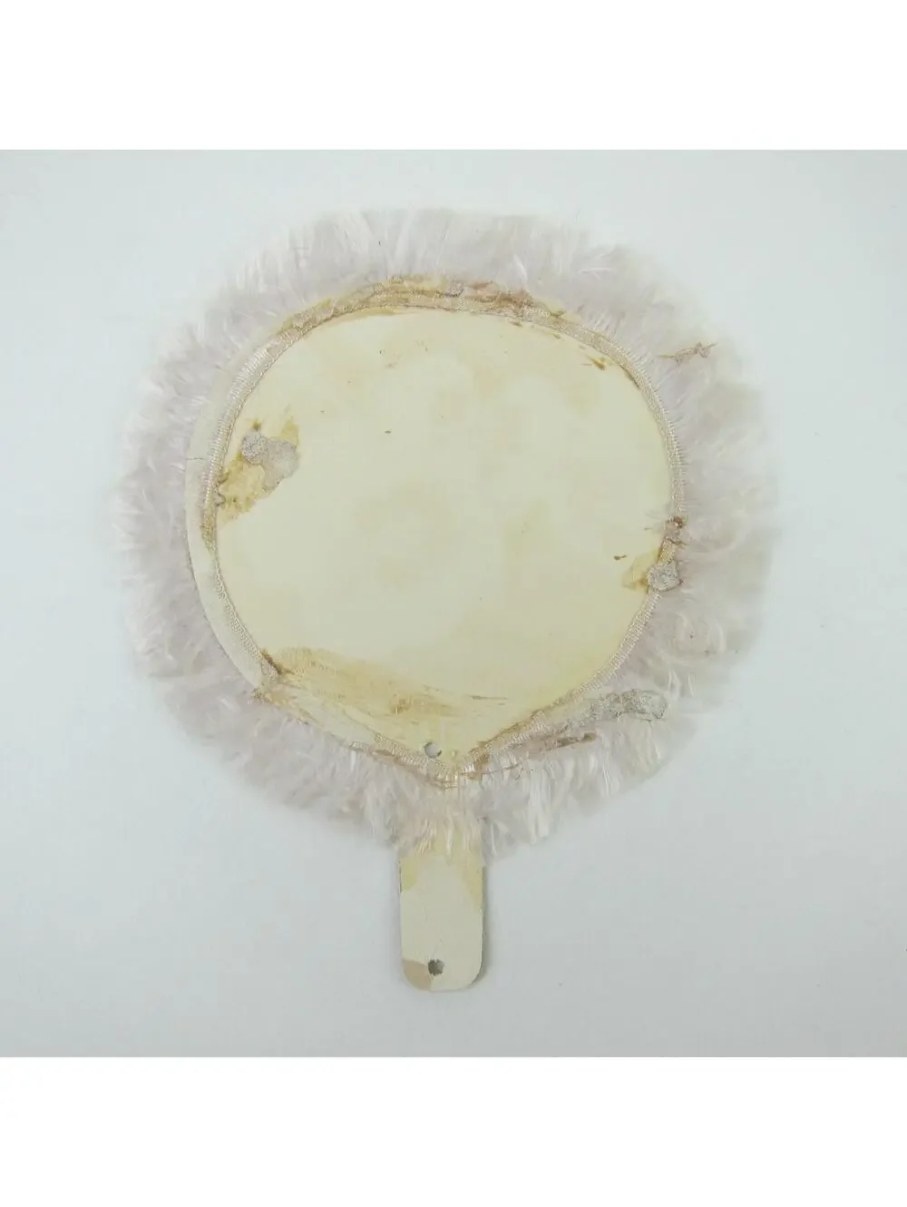 Victorian Greeting Card Hand Fan Yellow Pansy Flowers White Fringe Antique